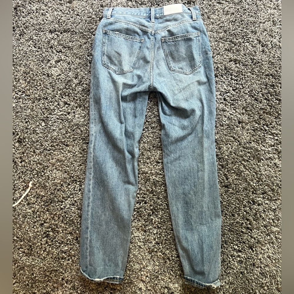 light blue ripped straight leg size 25 pistola jeans
